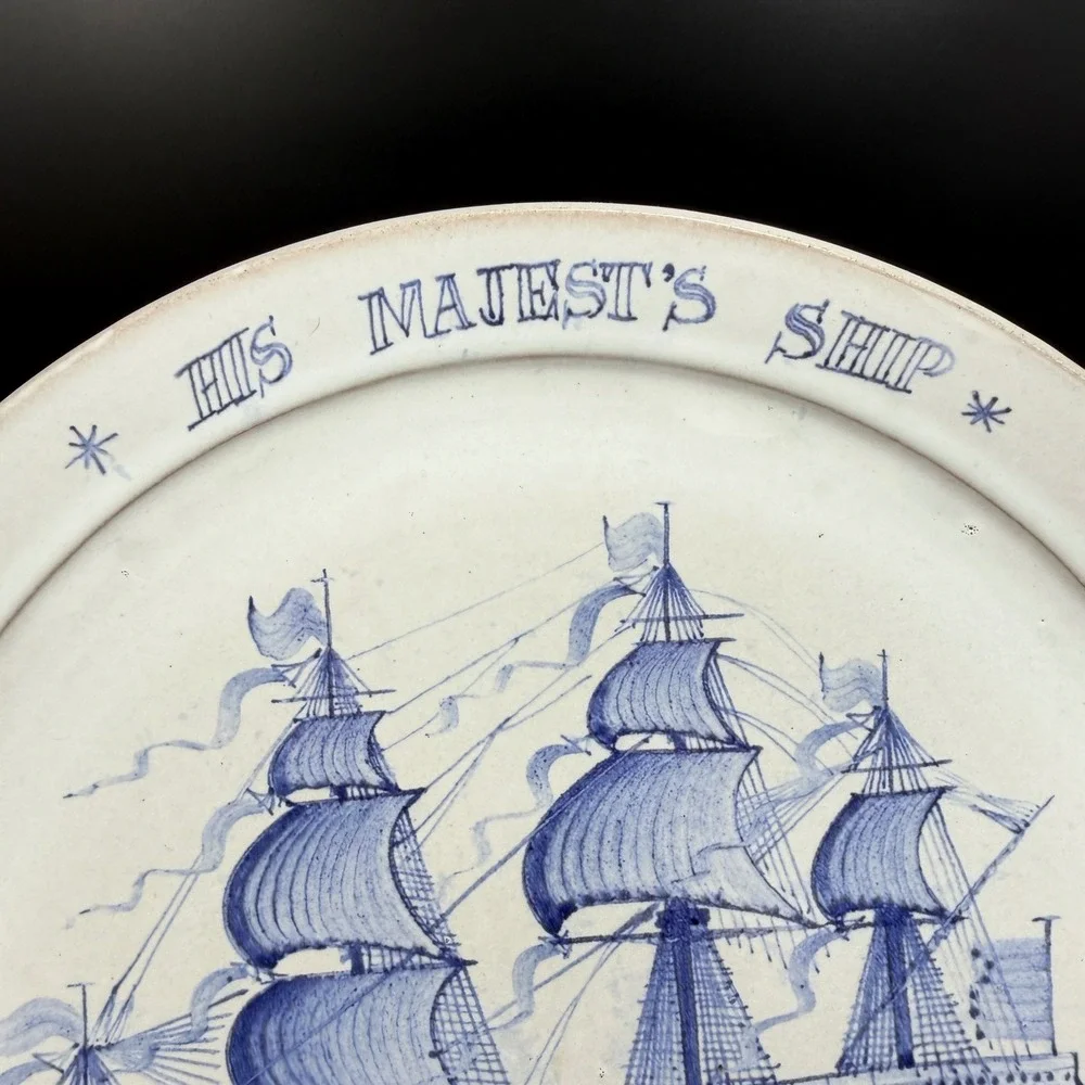 Thowings Jamaica Hand Painted‎ Plate Sovereign of the Seas 1637 HMS Ship 11.5